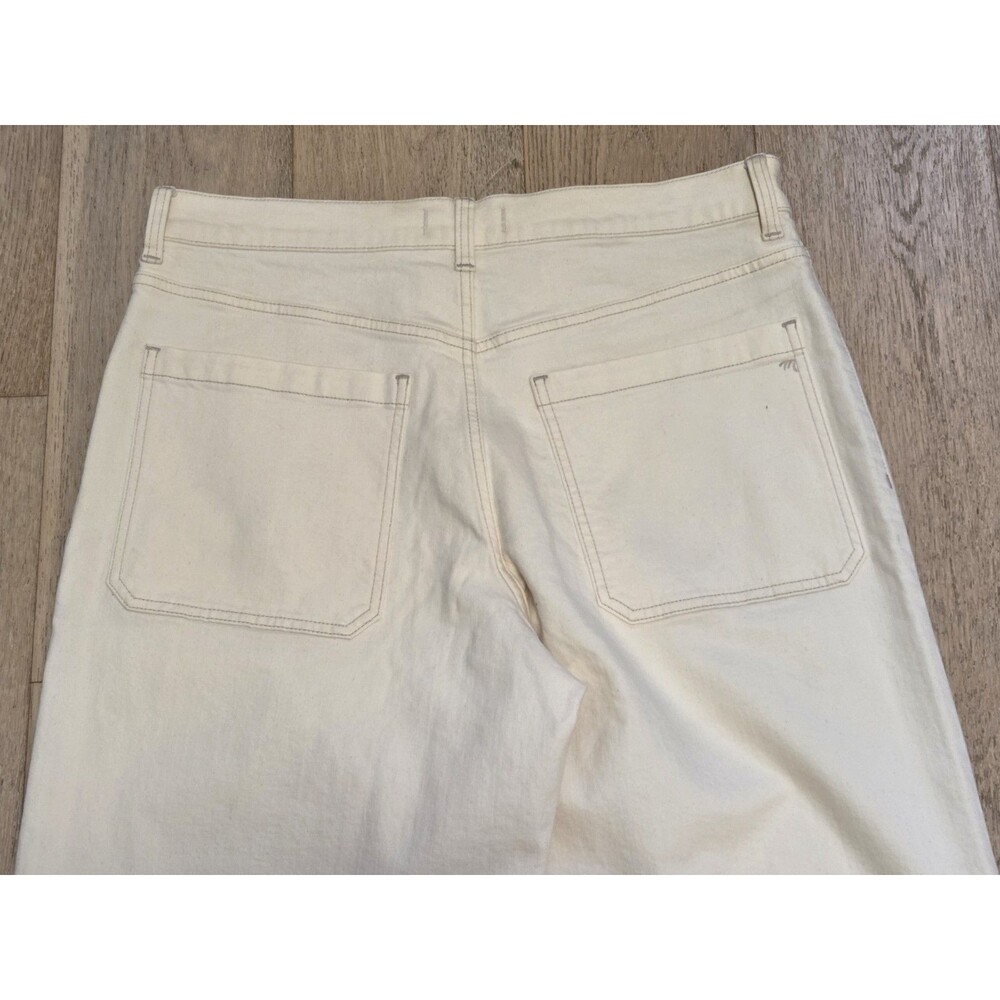 Madewell Emmett Wide Leg Jeans Patch Pocket Ivory 32 High Rise Raw Edge Hem Read - Picture 4 of 13